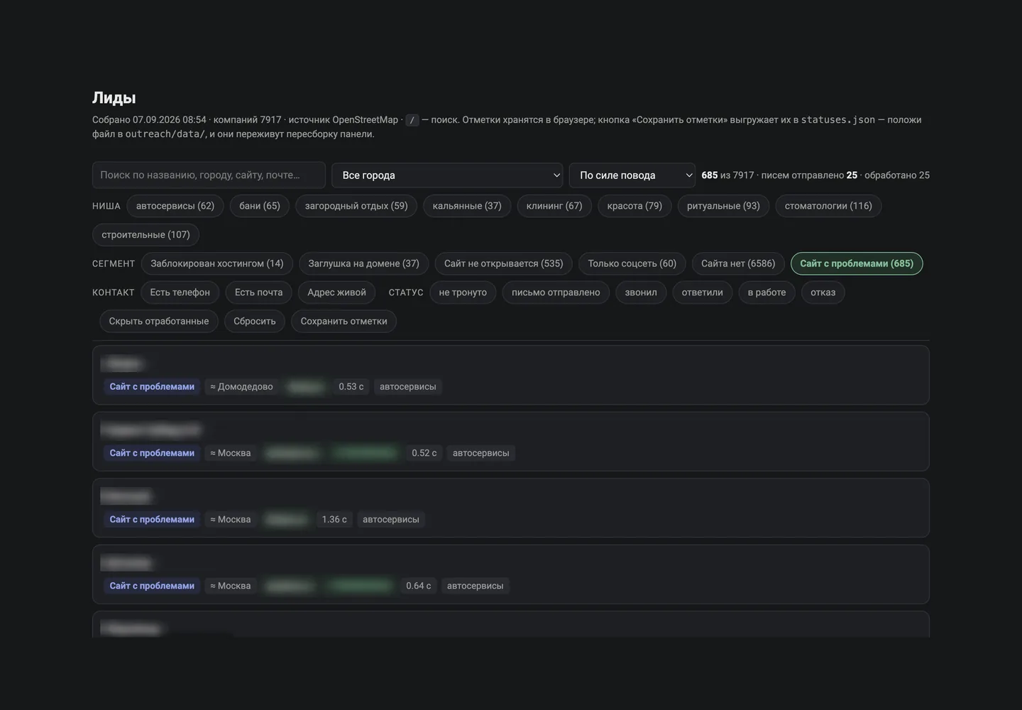 Экран проекта «Автоматический сбор заказов с бирж и из Telegram»