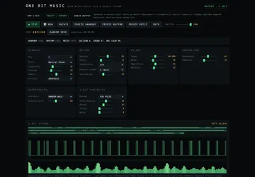 Экран проекта «One Bit Music — проверка гипотезы, что гармония лежит в основании, а не в договорённости»